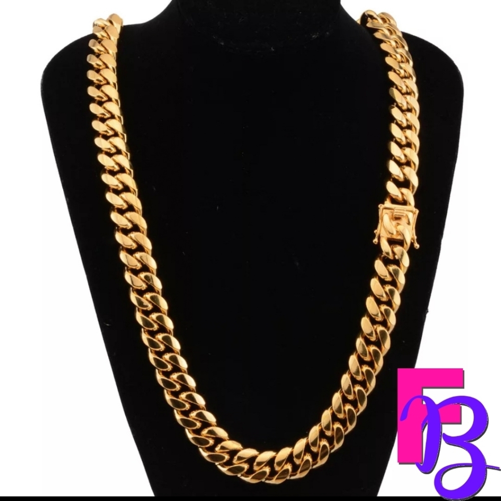 *NEW!* 14MM Heavy 18K Gold Miami Cuban Chain - Picture 4 of 12
